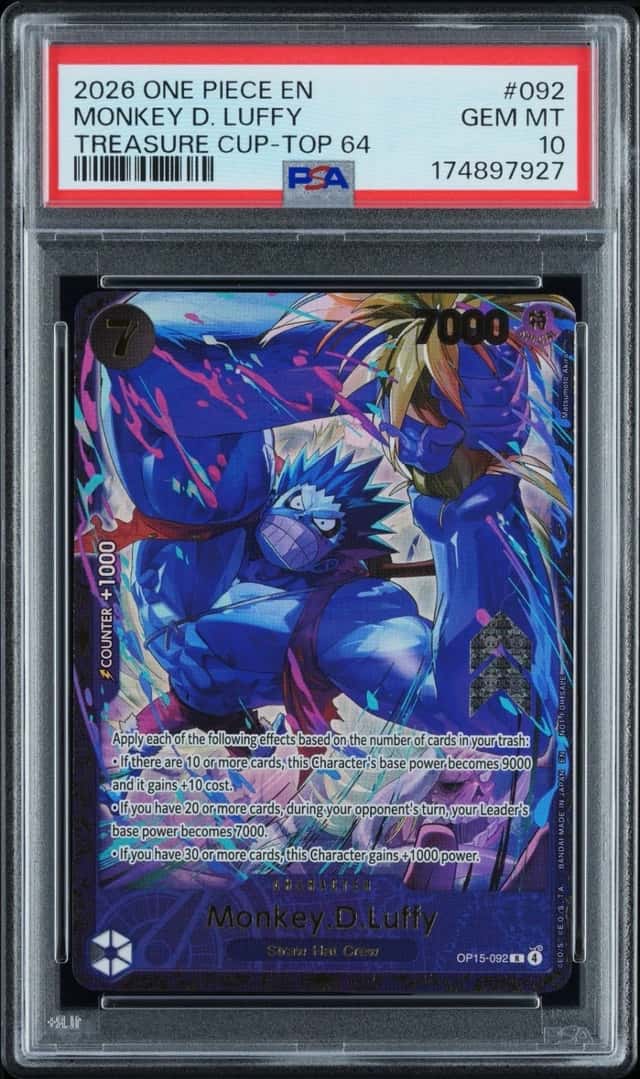  ONE PIECE MONKEY D. LUFFY 2026 PROMOS #092 TREASURE CUP-TOP 64 PSA 10