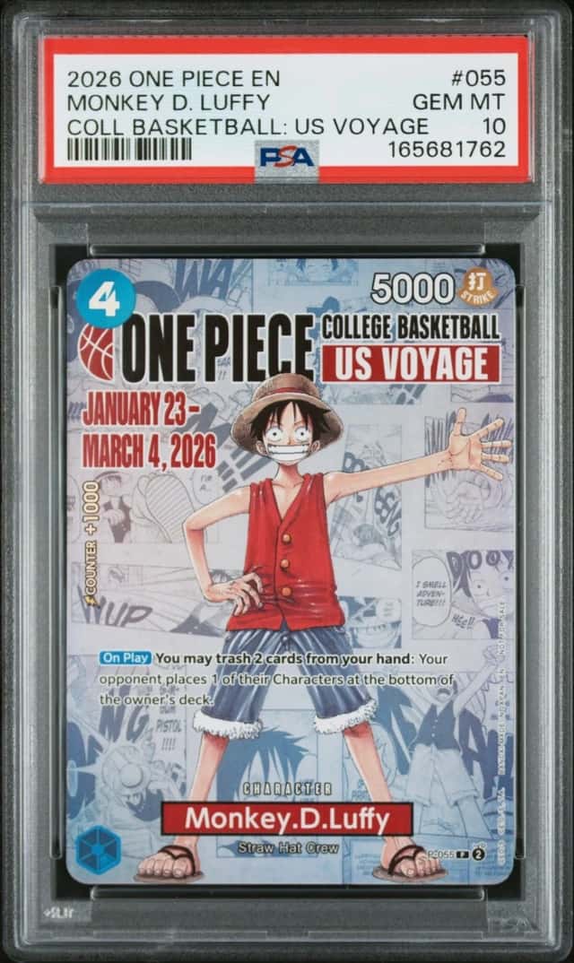 2026 ONE PIECE COLLEGE BASKETBALL: US VOYAGE PROMO #055 MONKEY D. LUFFY PSA 10