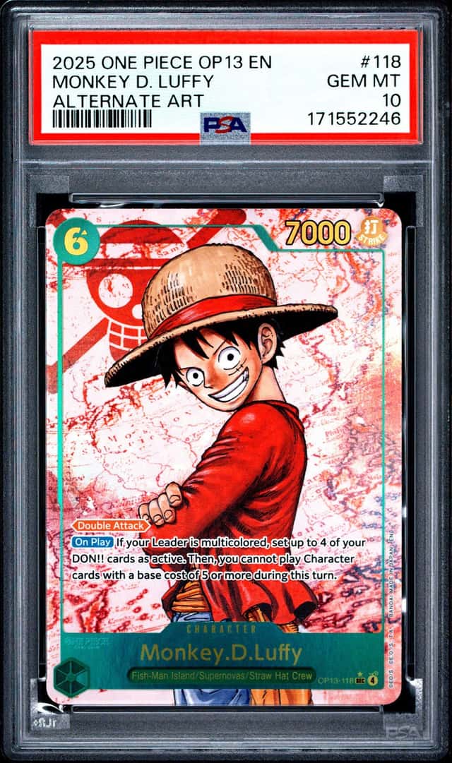 2025 ONE PIECE OP13-CARRYING ON HIS WILL ALTERNATE ART MONKEY D. LUFFY PSA 10