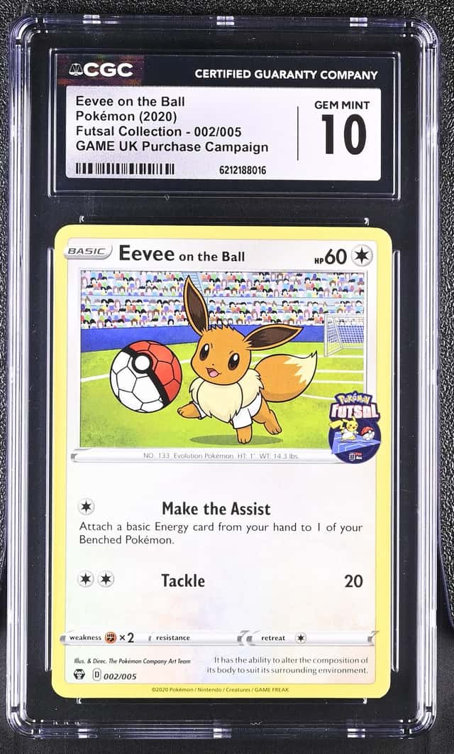 2020 POKEMON FUTSAL COLLECTION #002 EEVEE ON THE BALL CGC 10 GEM MINT