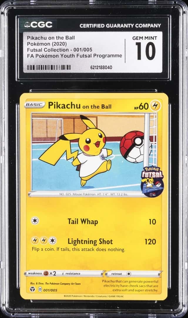 2020 POKEMON FUTSAL COLLECTION #001 PIKACHU ON THE BALL CGC 10 GEM MINT