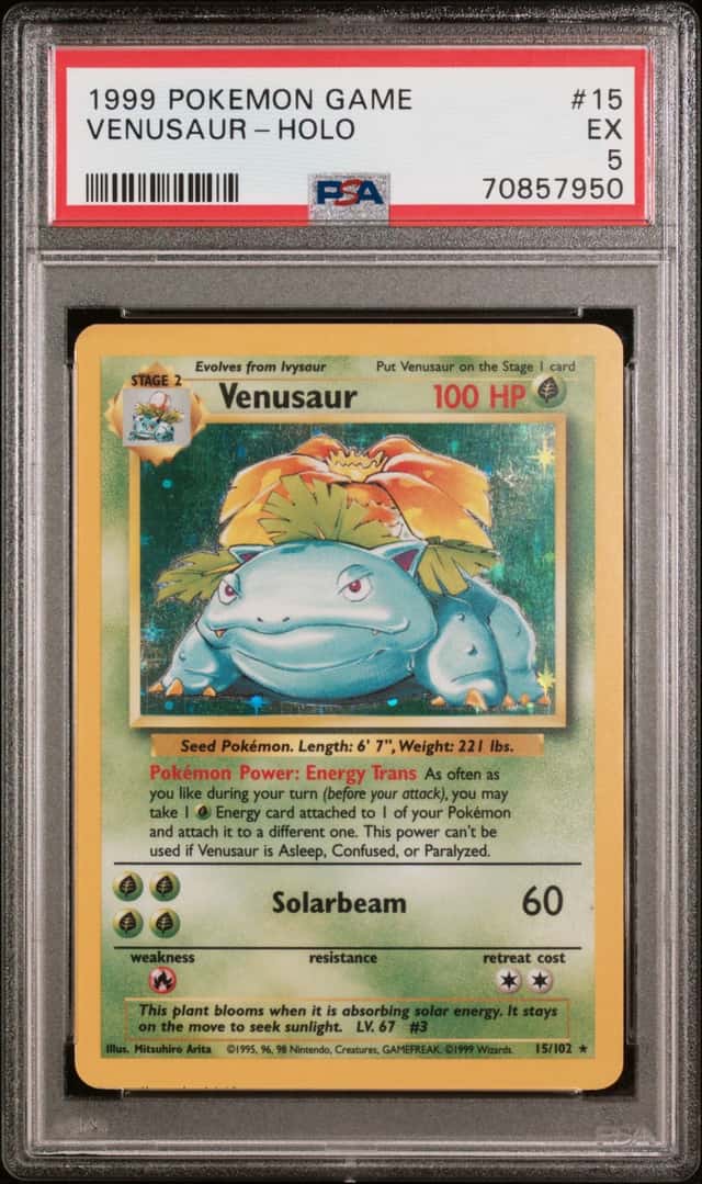 Venusaur Base Set Holo 15/102 1999 English Wizards of the Coast PSA 5