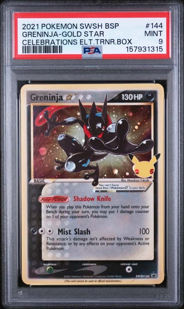 Pokemon Greninja Gold Star Swsh Black Star Promo 144 Celebrations ETB PSA 9 Mint