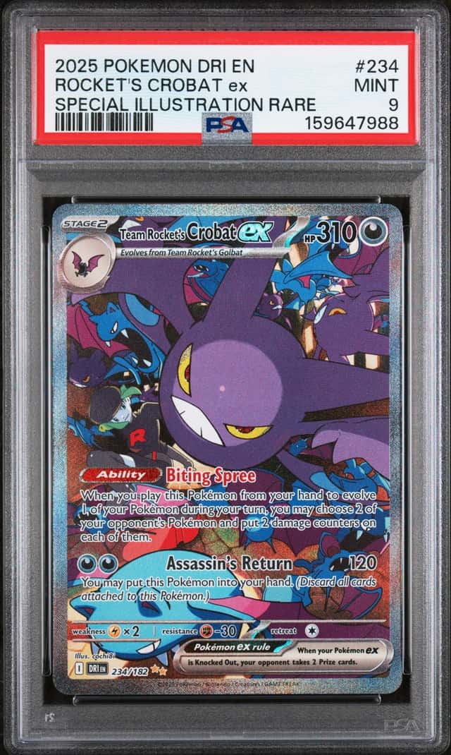 2025 Pokemon Destined Rivals Team Rocket's Crobat ex #234/182 PSA 9