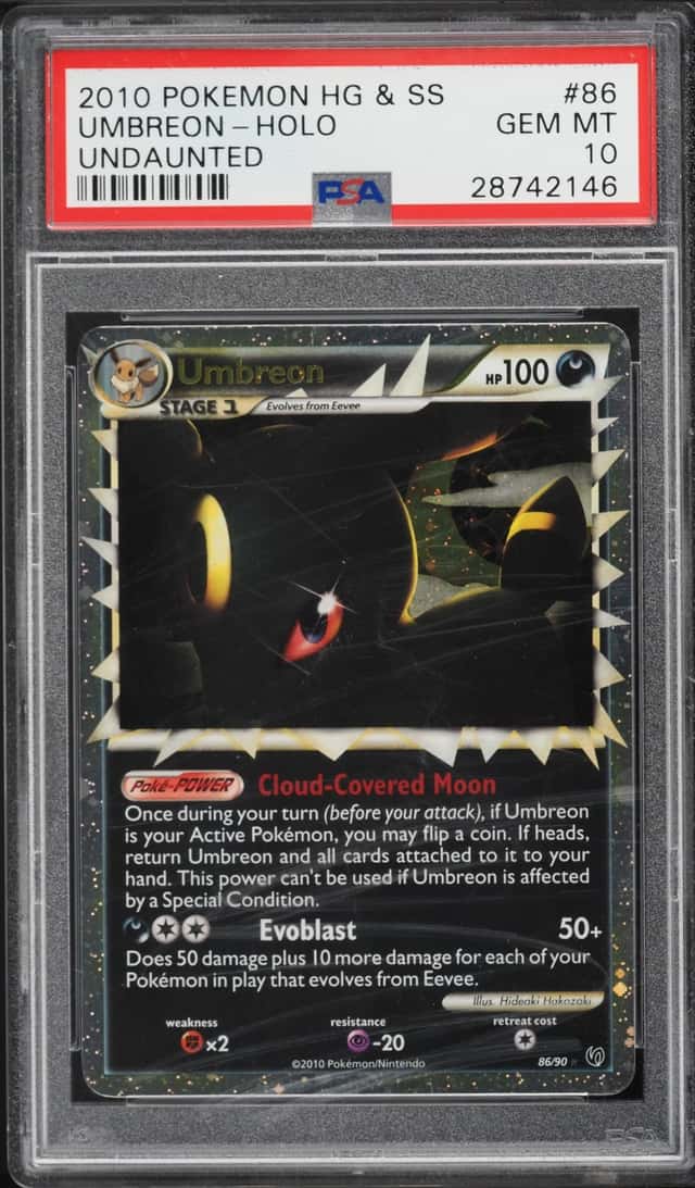 2010 Pokemon HeartGold & SoulSilver Undaunted Holo Umbreon #86 PSA 10 GEM MINT