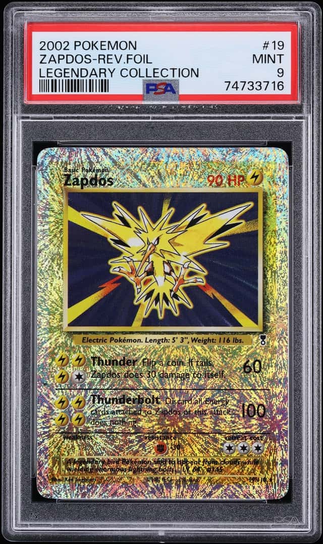 2002 Pokemon Legendary Collection Reverse Holo Zapdos #19 PSA 9 MINT