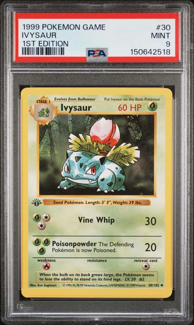 1999 Pokemon Base Set Shadowless 1st Edition Ivysaur #30 PSA 9 MINT