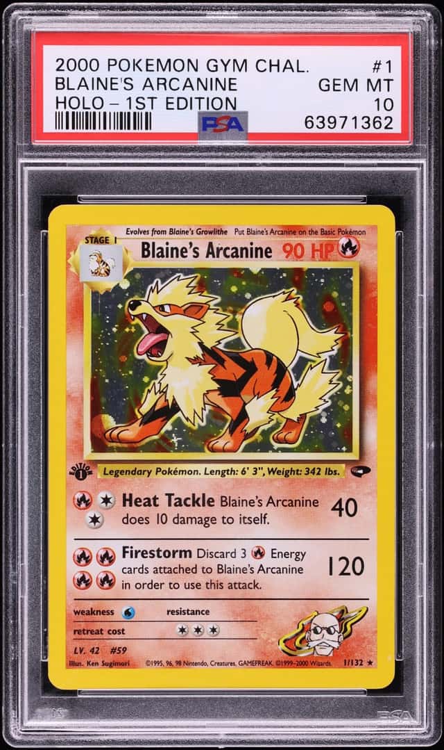 2000 Pokemon Gym Challenge 1st Edition Holo Blaine's Arcanine #1 PSA 10 GEM MINT