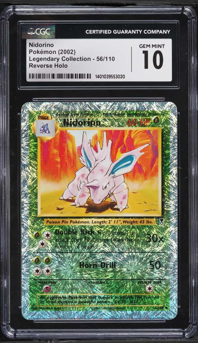 2002 Pokemon Legendary Collection Reverse Holo Nidorino #56 CGC 10 GEM MINT
