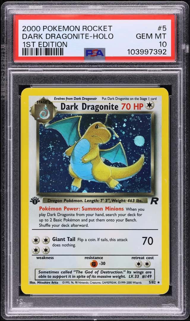 2000 Pokemon Team Rocket 1st Edition Holo Dark Dragonite #5 PSA 10 GEM MINT