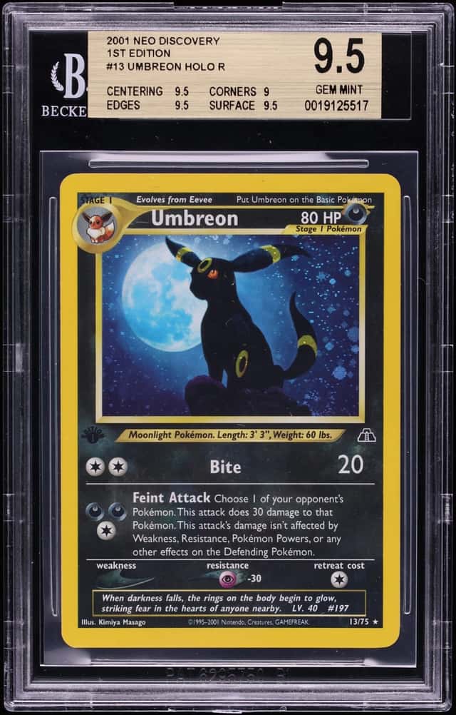 2001 Pokemon Neo Discovery 1st Editon Holo Umbreon #13 BGS 9.5 GEM MINT