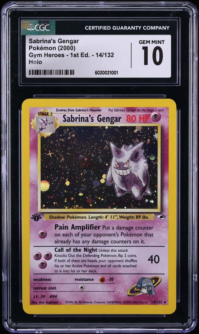 2000 Pokemon Gym Heroes 1st Edition Holo Sabrina's Gengar #14 CGC 10 GEM MINT