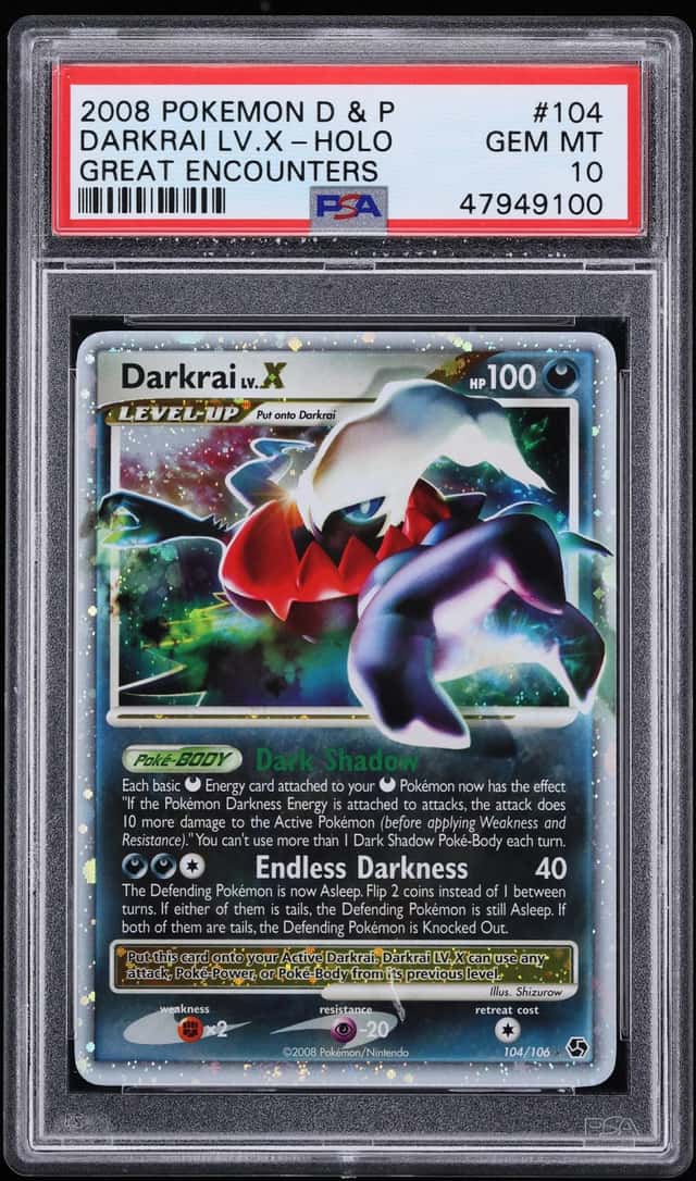 2008 Pokemon Diamond & Pearl Great Encounters Holo Darkrai LV X #104 PSA 10 GEM MINT