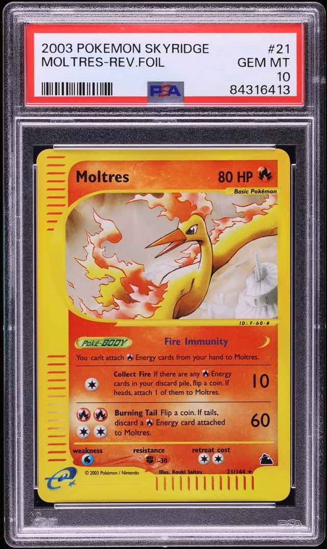 2003 Pokemon Skyridge Reverse Holo Moltres #21 PSA 10 GEM MINT