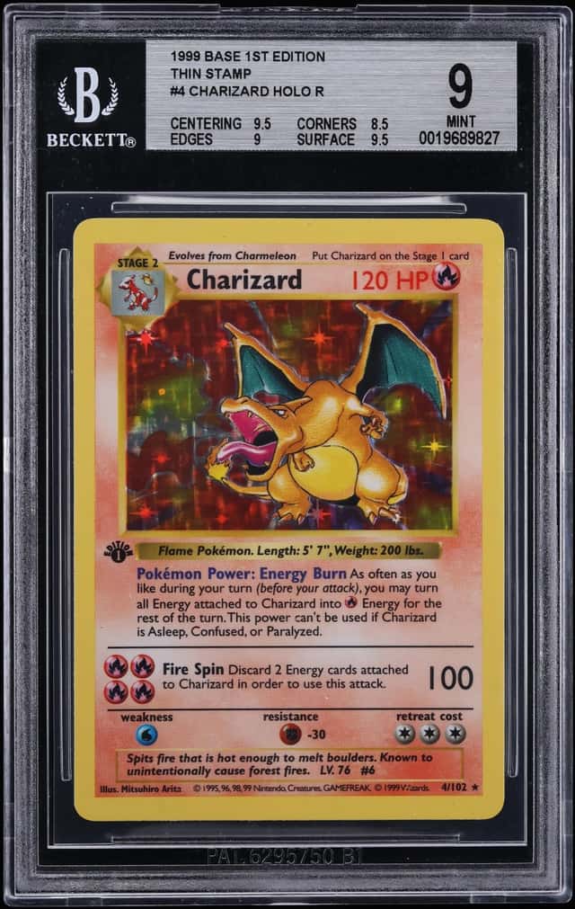 1999 Pokemon Base Set Shadowless 1st Edition Thin Stamp Holo Charizard #4 BGS 9 MINT