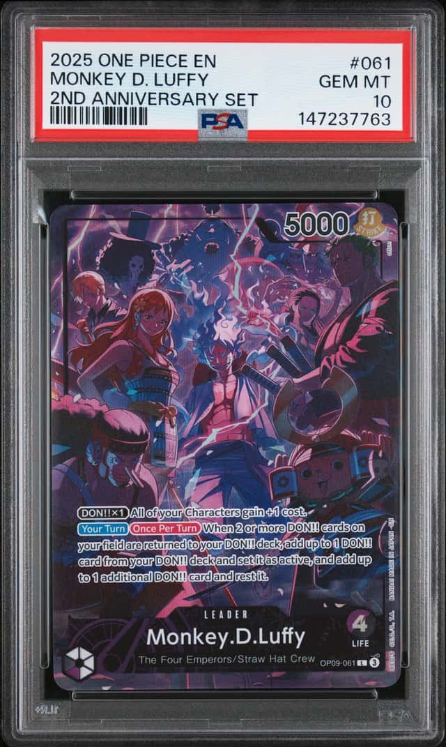 2025 One Piece EN 2nd Anniversary Set #061 Monkey D. Luffy PSA 10 GEM MINT