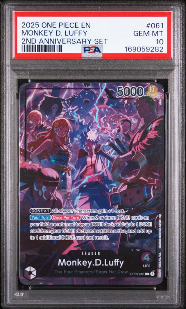 2025 ONE PIECE ENGLISH VERSION 2ND ANNIVERSARY SET #061 MONKEY D. LUFFY PSA 10