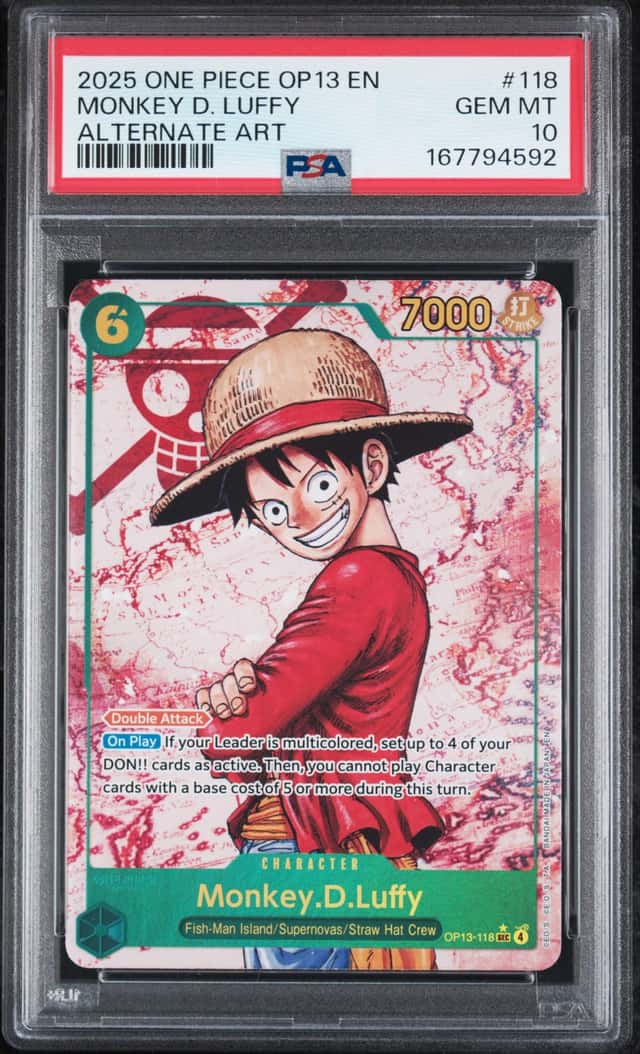 2025 English One Piece Card Game - Monkey.D.Luffy OP13-118 Alt Art Foil - PSA 10