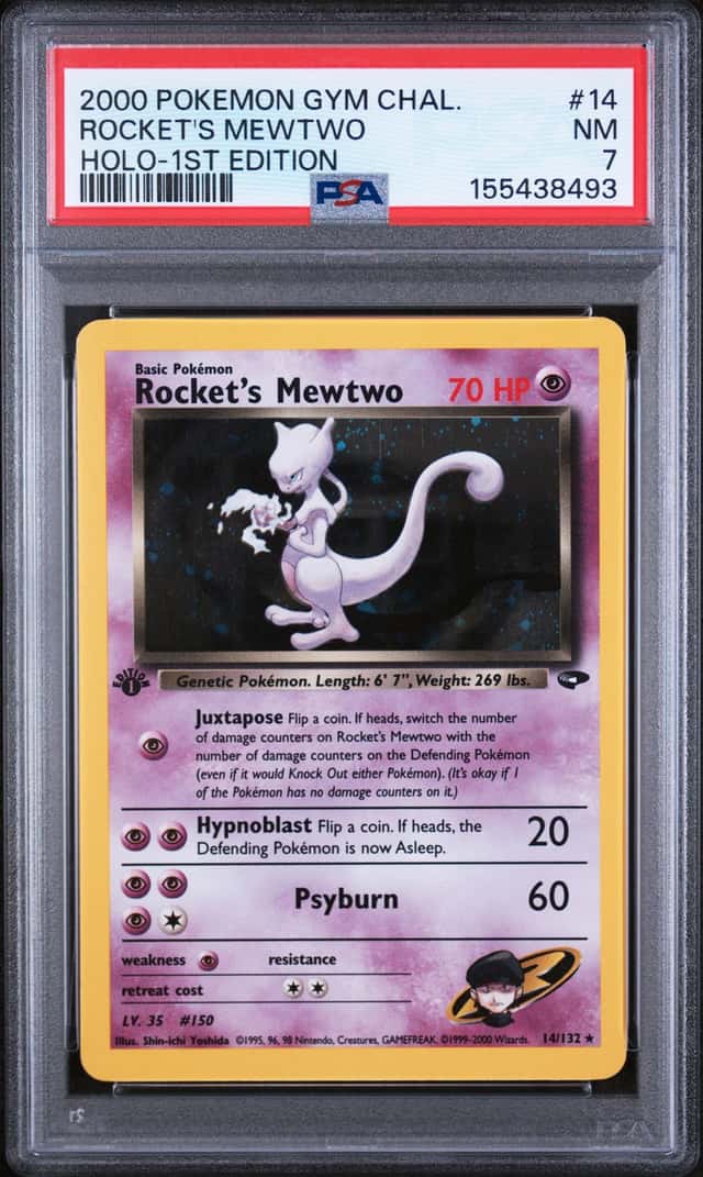 Pokémon WOTC Gym Challenge 1st edition Rocket's Mewtwo Holo 14/132 PSA 7