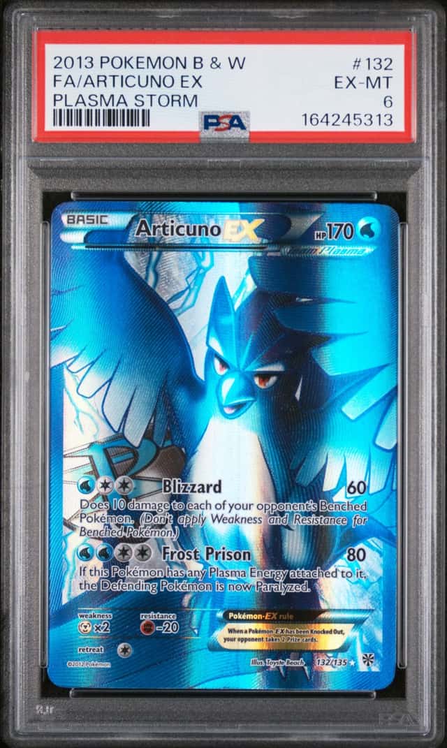 2013 POKEMON BLACK & WHITE PLASMA STORM #132 FULL ART/ARTICUNO EX PSA 6