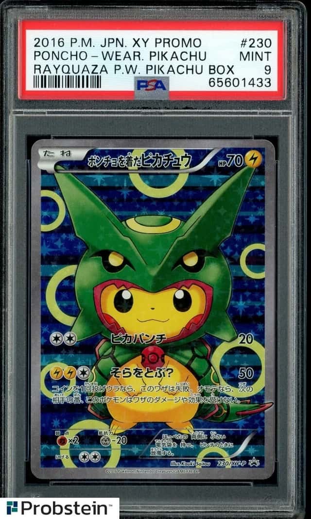 2016 Pokemon Japanese XY Promo Rayquaza PW #230 Poncho-Wearing Pikachu PSA 9
