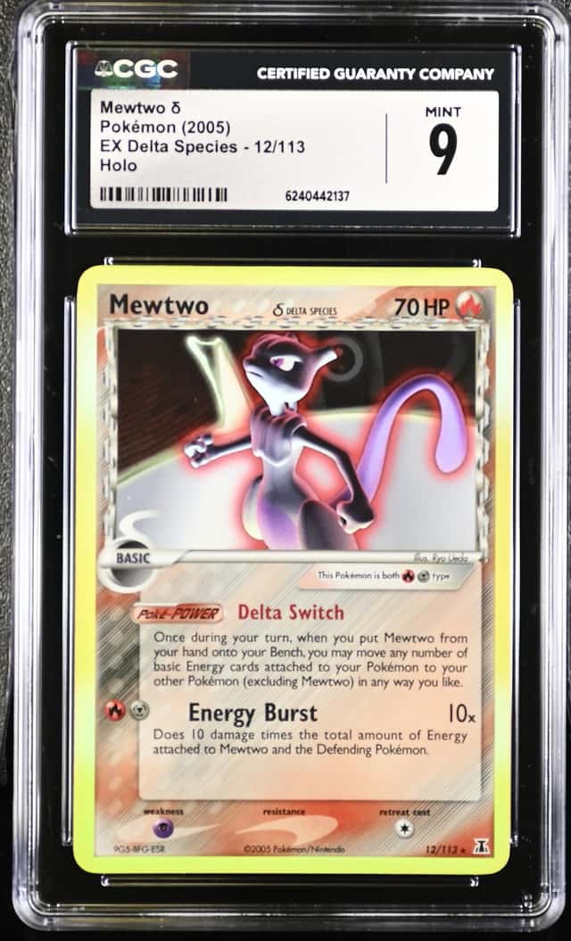 2005 Pokemon EX Delta Species #12 Mewtwo Reverse Holo CGC 9 MINT