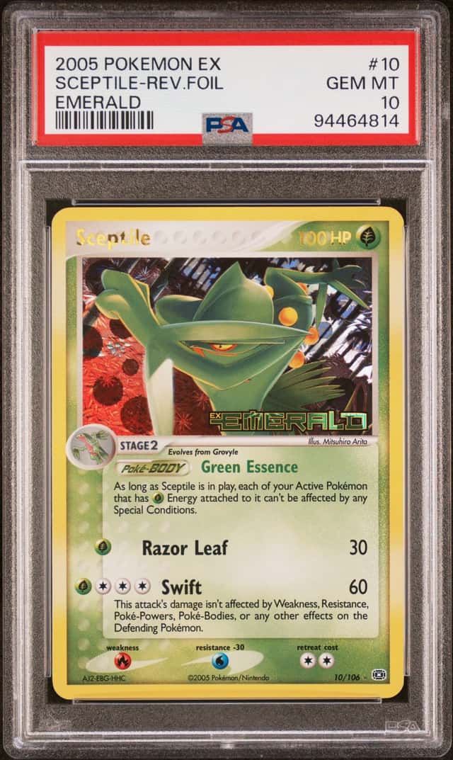 2005 POKEMON EX EMERALD # #10 SCEPTILE REVERSE HOLO FOIL PSA 10 GEM MINT