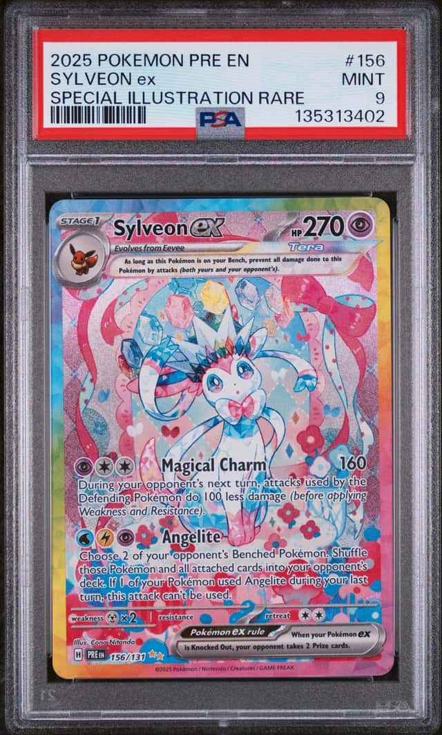 SYLVEON EX 2025 POKEMON PRISMATIC EVOLUTIONS 156/131 SIR PSA 9 Q3963-7