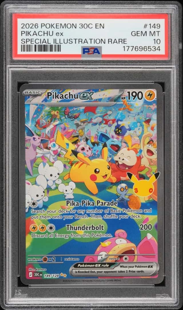 2026 POKEMON 30C EN-30TH CELEBRATION SPECIAL ILLUSTRATION RARE PIKACHU EX PSA 10