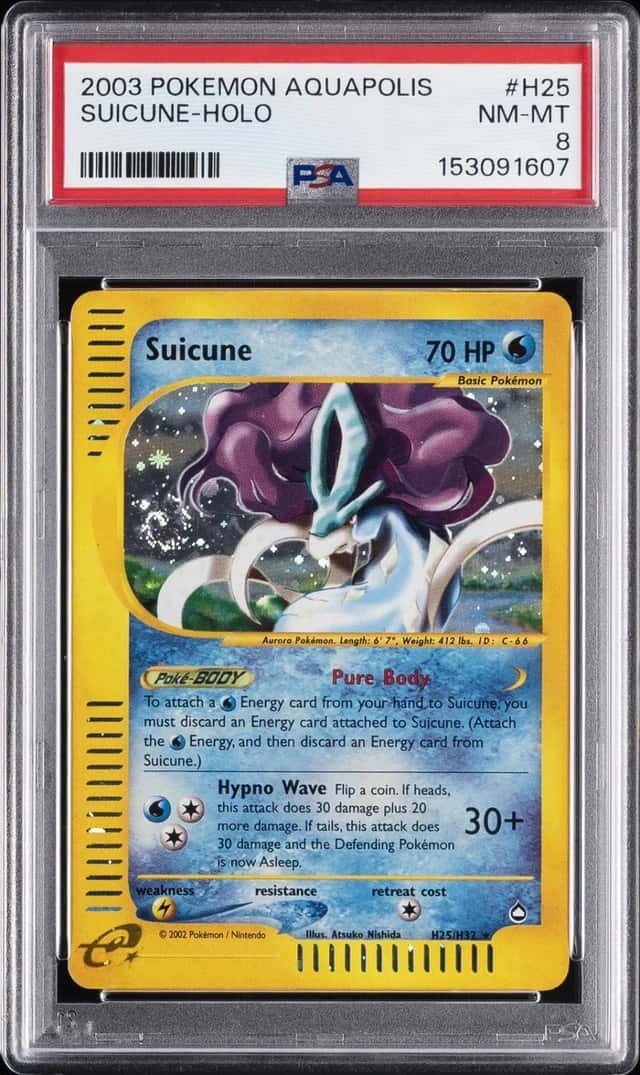 2003 POKEMON AQUAPOLIS #H25 SUICUNE-HOLO PSA 8