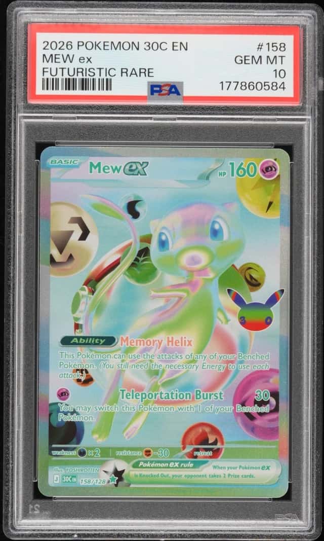 2026 POKEMON 30C EN-30TH CELEBRATION FUTURISTIC RARE #158 MEW EX PSA 10