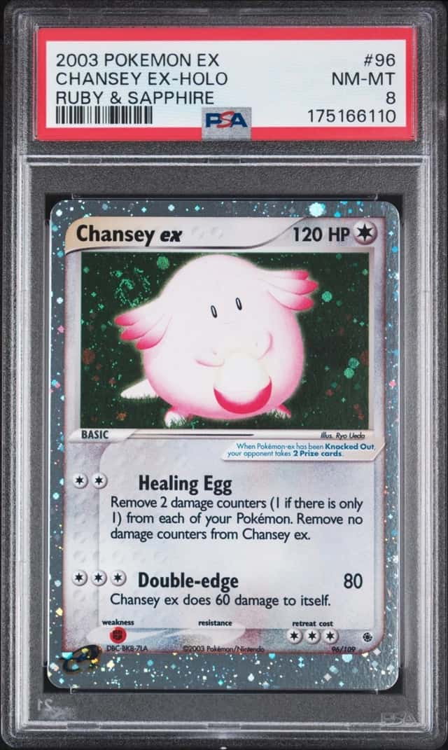 2003 POKEMON EX RUBY & SAPPHIRE #96 CHANSEY EX-HOLO PSA 8