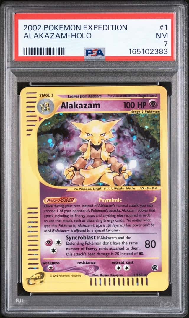 2002 POKEMON EXPEDITION #1 ALAKAZAM-HOLO PSA 7