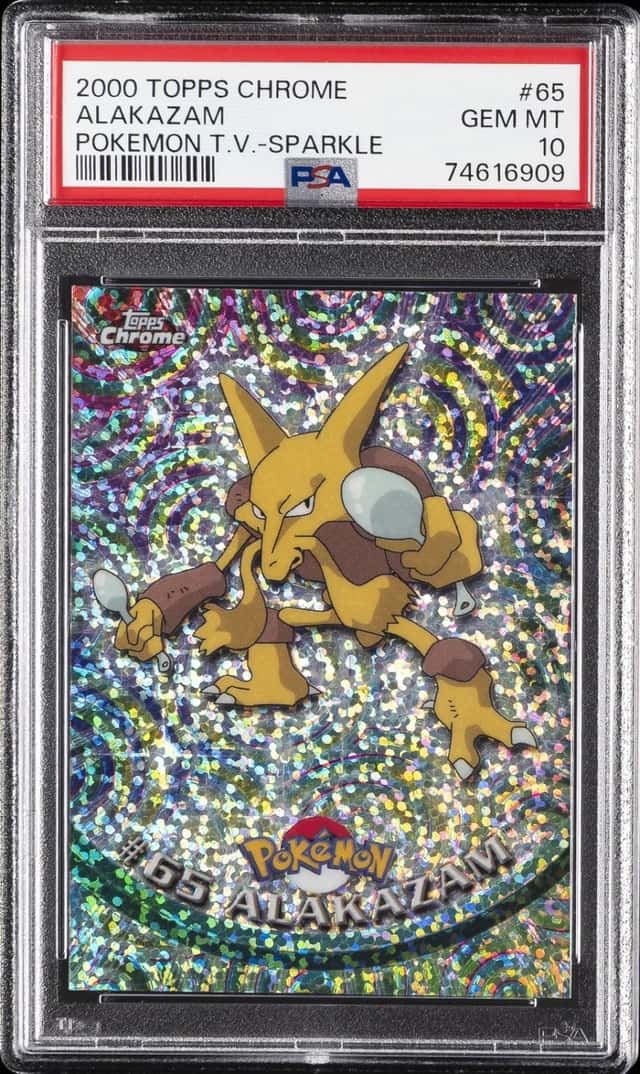 2000 TOPPS CHROME POKEMON T.V. SPARKLE #65 ALAKAZAM PSA 10
