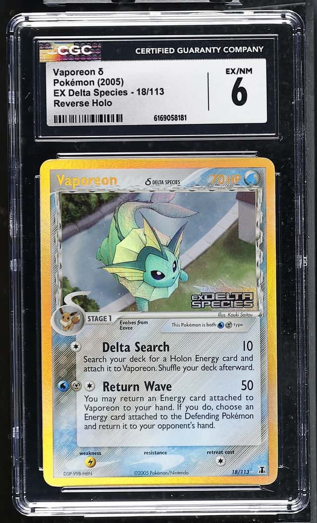 CGC 6  Vaporeon 18/113 EX Delta Species  Stamped Holo Pokemon Card