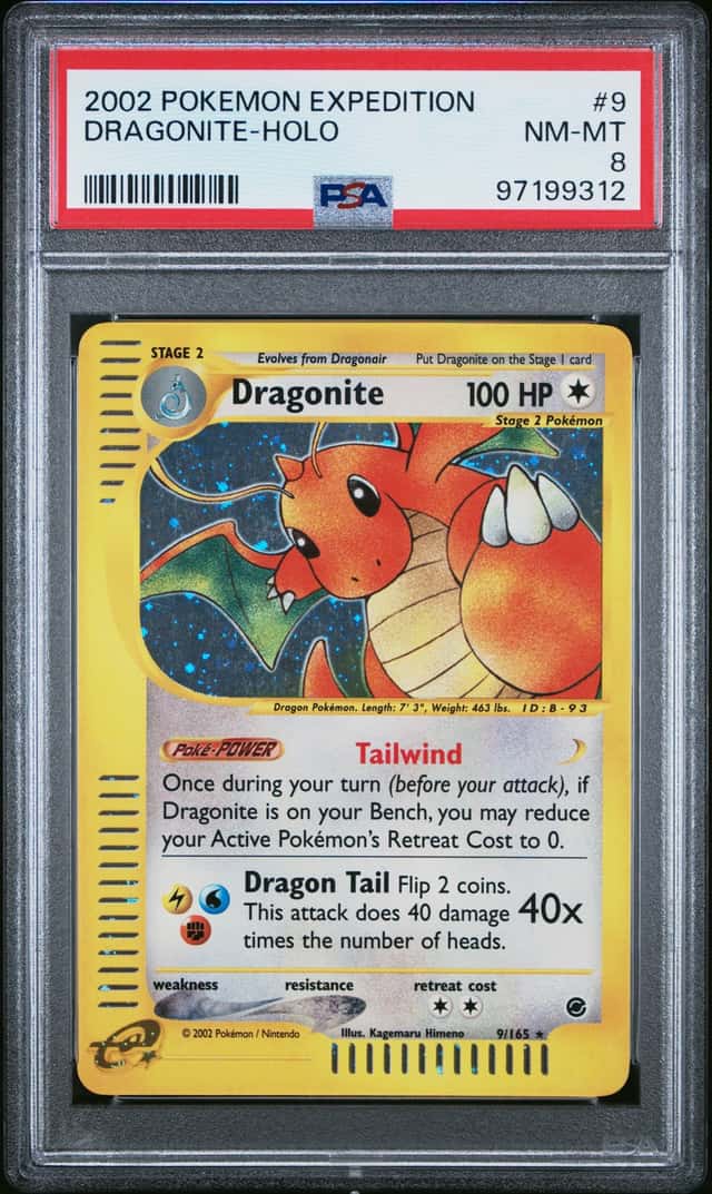 2002 Pokemon Expedition E-Reader #9 Dragonite Holo PSA 8 NM-MT