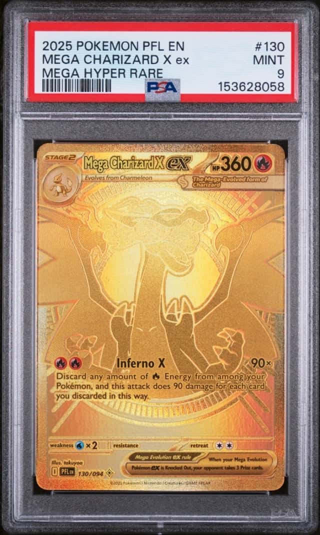 POKEMON MEGA CHARIZARD X ex 2025 PFL EN-PFL #130 MEGA HYPER RARE PSA 9