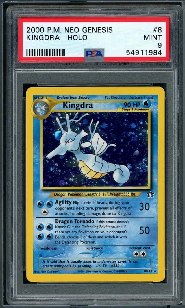 POKEMON KINGDRA 2000 NEO GENESIS #8 HOLO PSA 9