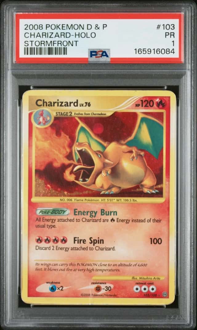 2008 POKEMON DIAMOND & PEARL STORMFRONT #103 CHARIZARD-HOLO PSA 1