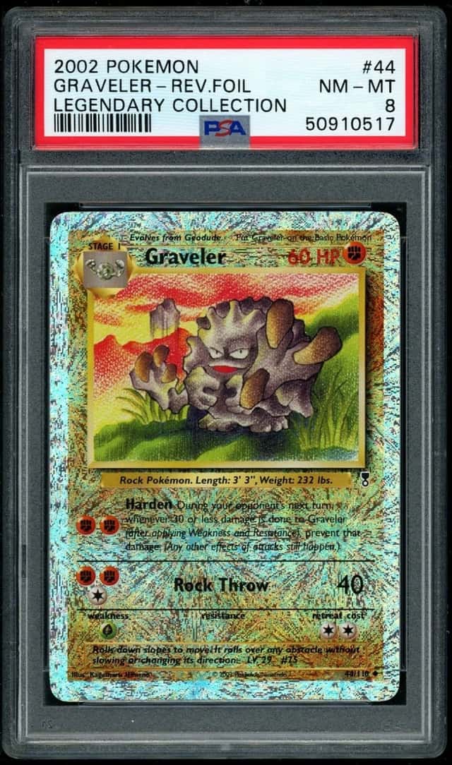 POKEMON GRAVELER-REV.FOIL 2002 LEGENDARY COLLECTION #44 PSA 8