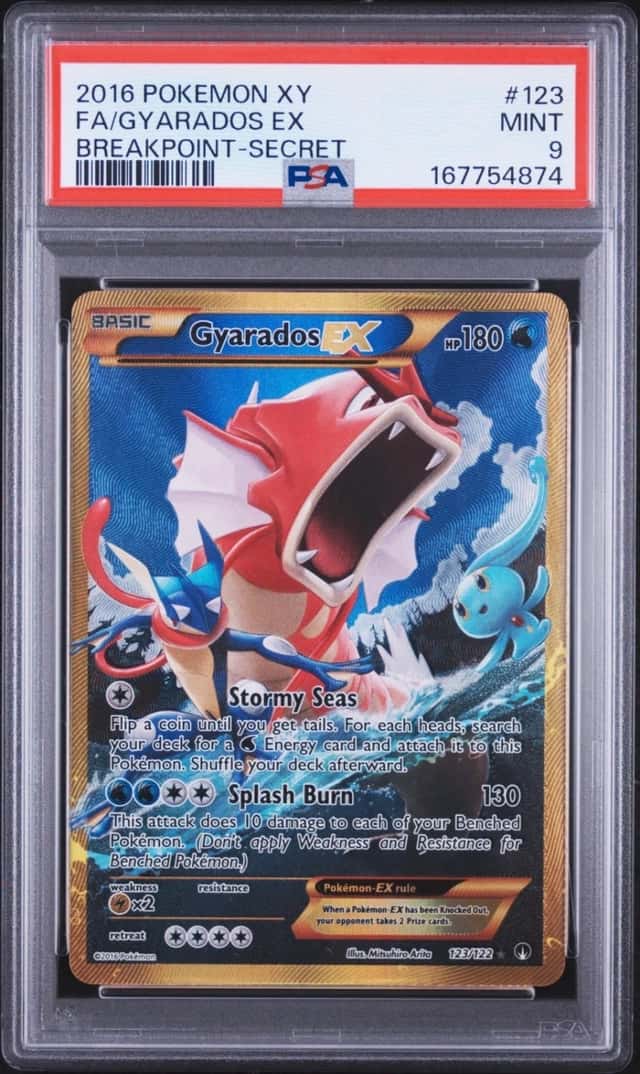 POKEMON FA/GYARADOS EX 2016 XY BREAKPOINT-SECRET #123 PSA 9