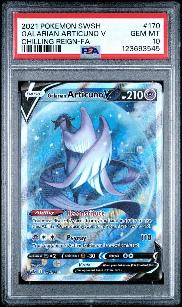 2021 Pokemon Chilling Reign Galarian Articuno V Alternate FA #170/198 PSA 10