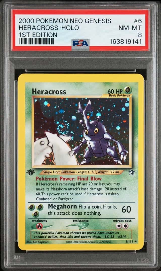 2000 POKEMON NEO GENESIS 1ST EDITION #6 HERACROSS-HOLO PSA 8