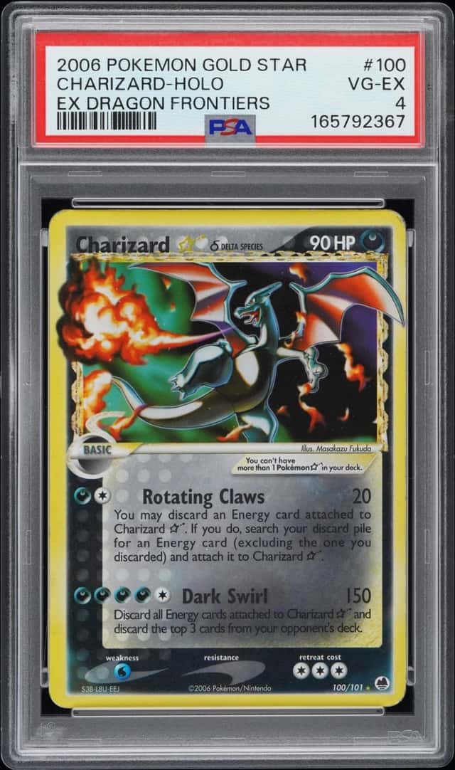 2006 POKEMON EX DRAGON FRONTIERS GOLD STAR #100 CHARIZARD-HOLO PSA 4