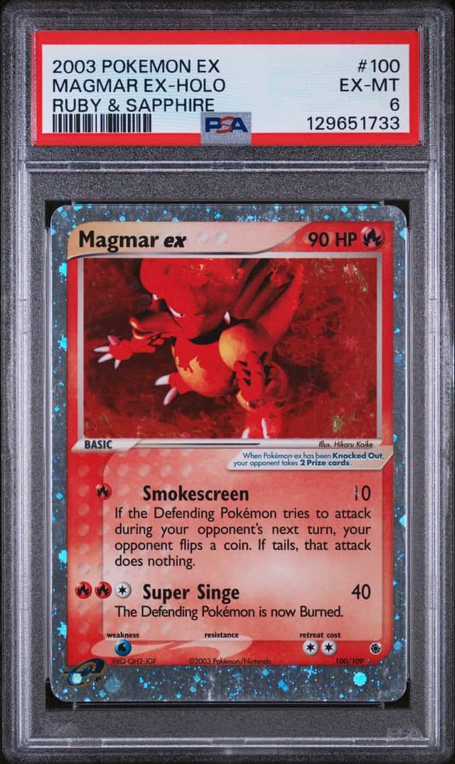 2003 POKEMON EX RUBY & SAPPHIRE #100 MAGMAR EX-HOLO PSA 6