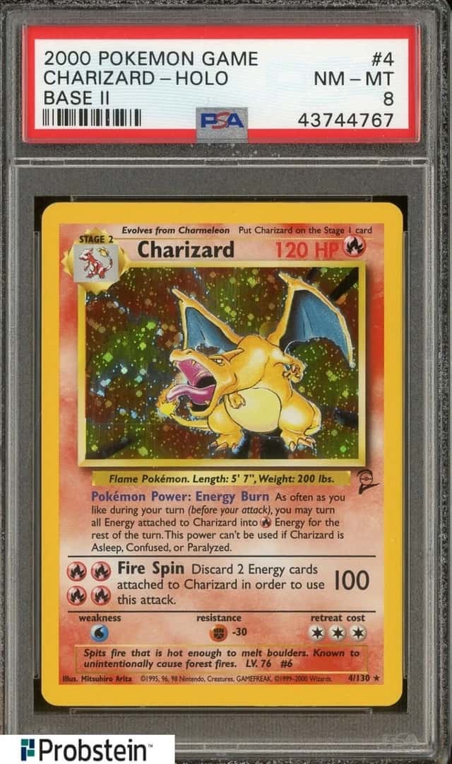 2000 Pokemon Game #4 Charizard Holo Base II PSA 8 NM-MT