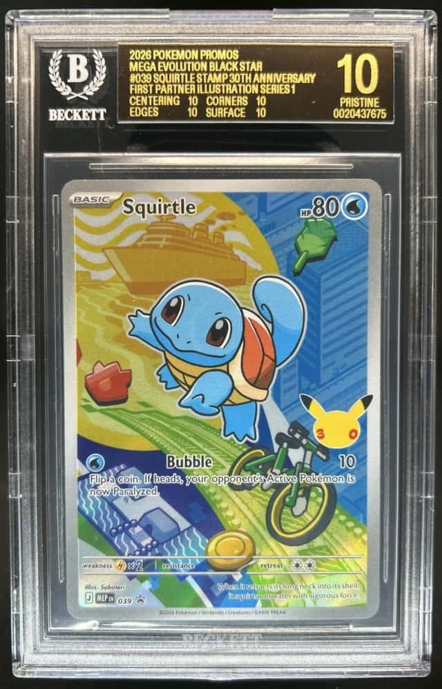 2026 Pokemon MEP Promo Squirtle First Partner Illustration #039 BGS 10 PRISTINE