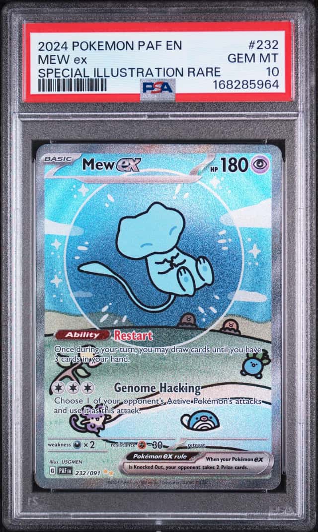 New Cert Pokemon 2024 SV Paldean Fates Mew ex 232/091 SIR Holo PSA 10
