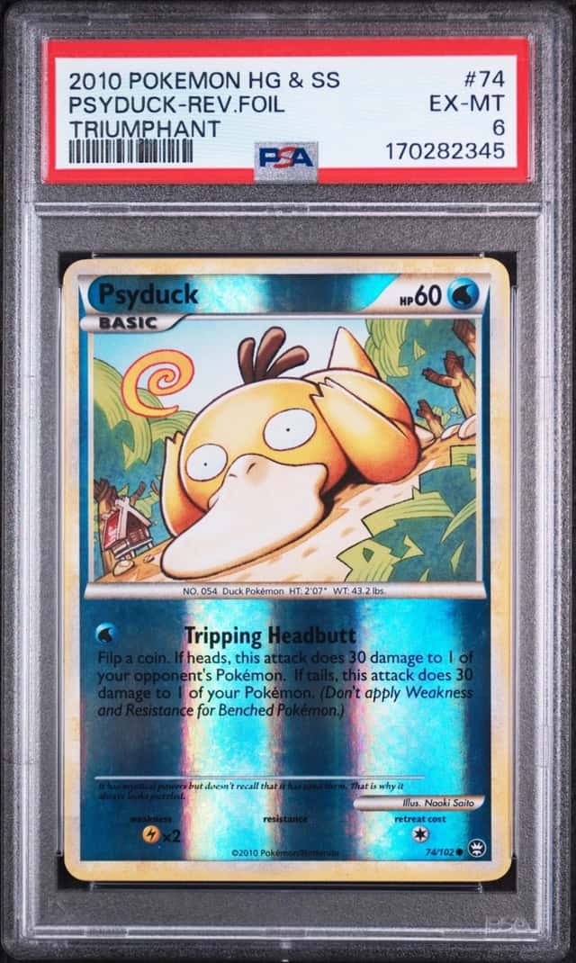 2010 POKEMON HEARTGOLD & SOULSILVER TRIUMPHANT #74 PSYDUCK-REVERSE FOIL PSA 6