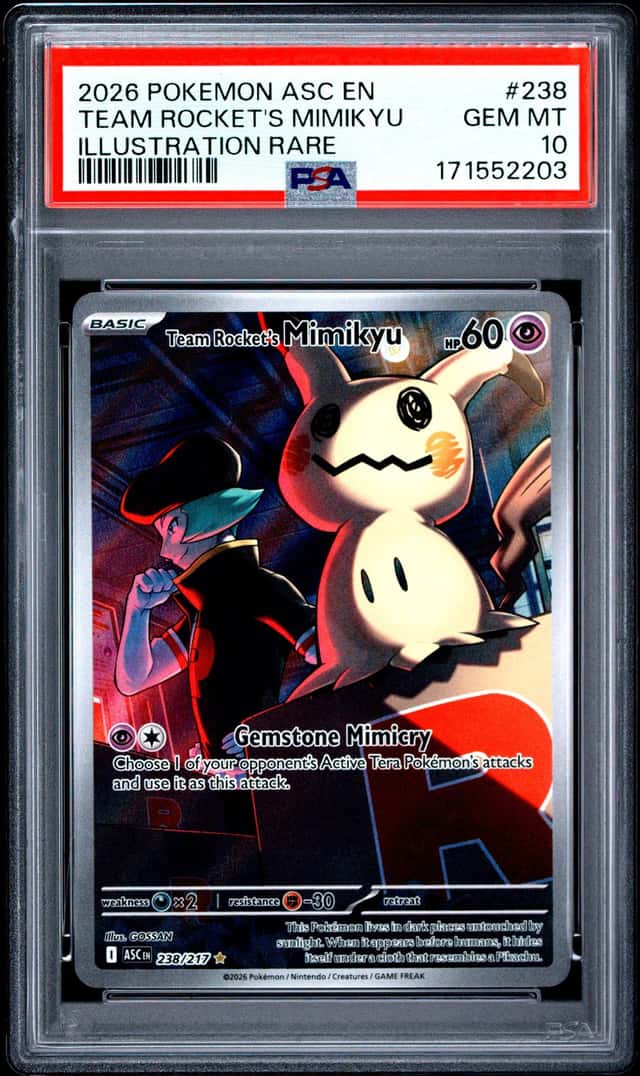2026 POKEMON ASCENDED HEROES ILLUSTRATION RARE TEAM ROCKET'S MIMIKYU PSA 10